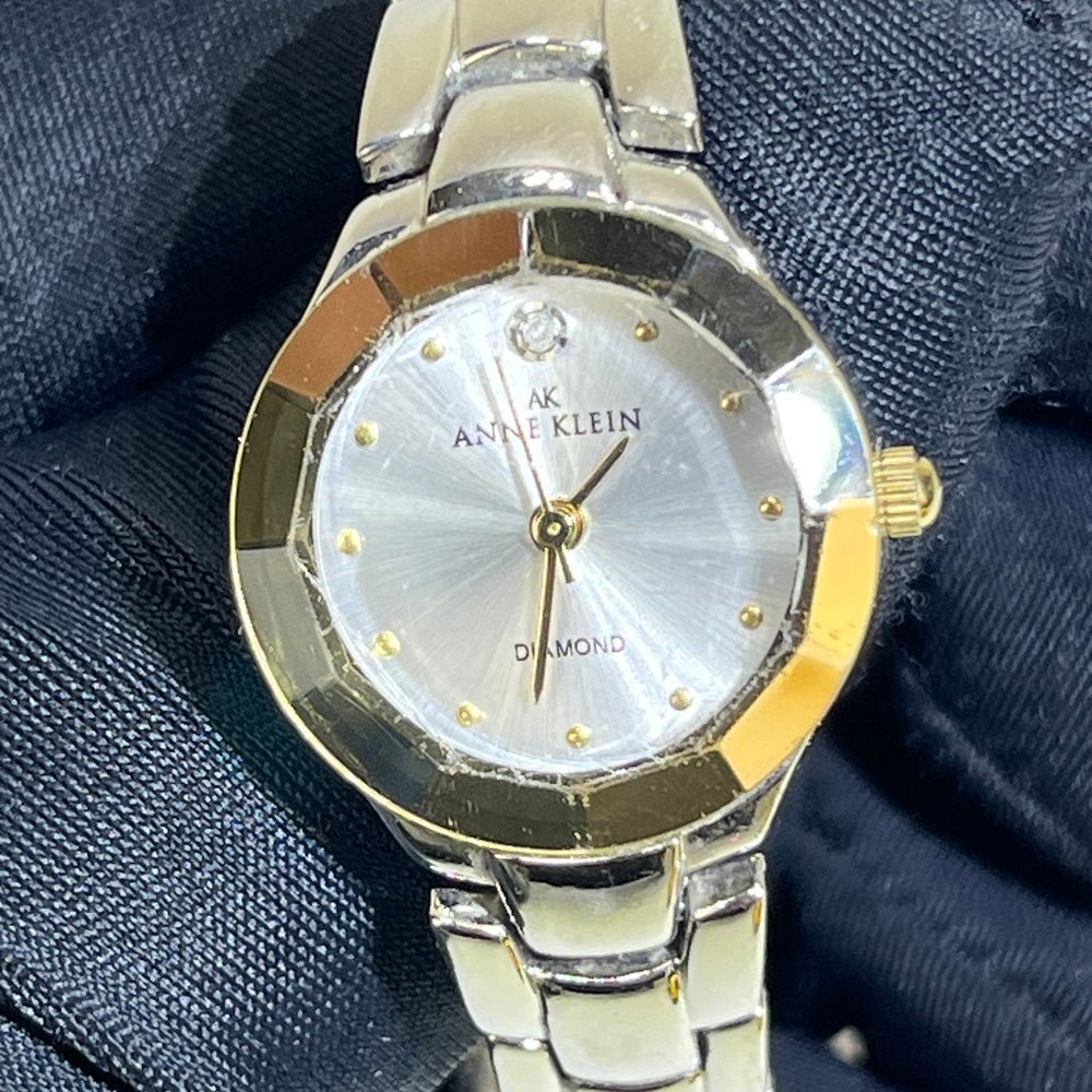 3/$25 Anne Klein Silver Diamond Bracelet Watch NEW Battery Runs